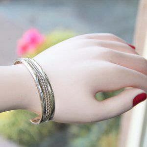 Vintage Navajo Sterling Silver Twisted Rope Cuff